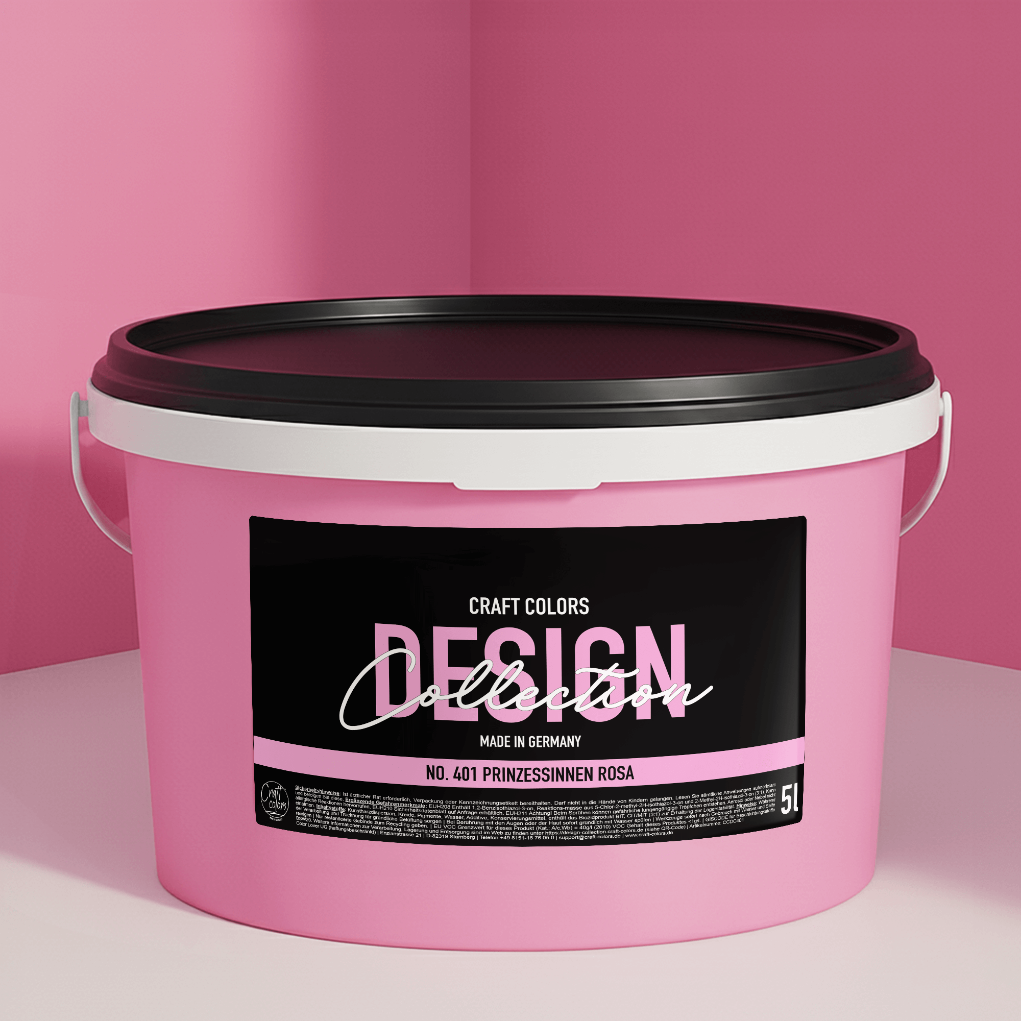 Wandfarbe edelmatt Babyrosa Prinzessinnen rosa No. 401 Design Collection 5L